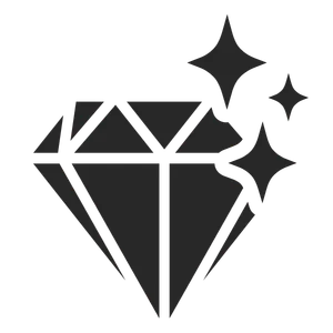 Shiny diamond icon with three sparkles indicating premium quality